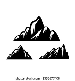 vector mountain and outdoor adventures logo. Tourism, hiking Mountains and travel icons