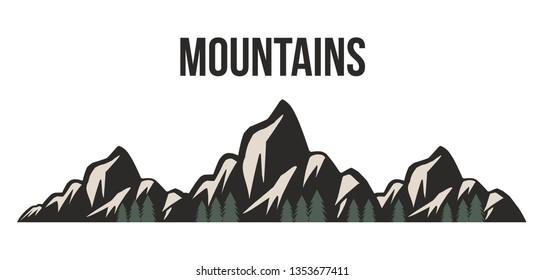 vector mountain and outdoor adventures logo. Tourism, hiking Mountains and travel icons