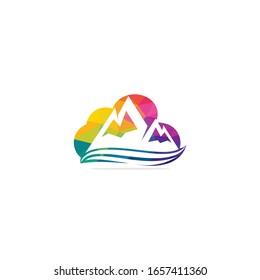 Vector mountain and outdoor adventures logo design. Mountains logo design.