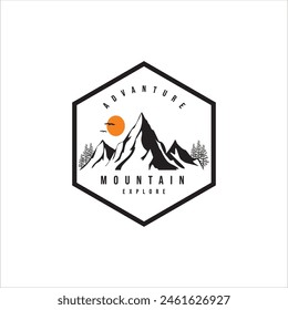  vector mountain and outdoor adventures logo. Art design for prints, T-shirt prints, posters, covers and advertisements