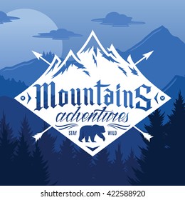 Vector mountain and outdoor adventures logo