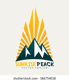 Vector mountain and outdoor adventures logo. Tourism, hiking and camping outdoor label. 