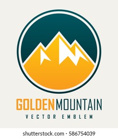 Vector mountain and outdoor adventures logo. Tourism, hiking and camping outdoor label. 