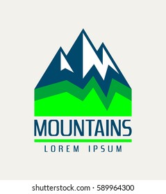 Vector mountain and outdoor adventures logo. Tourism, hiking and camping outdoor label.