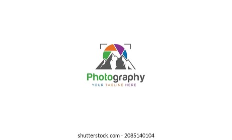  vector mountain and outdoor adventures photography logo. Tour of adventure logo