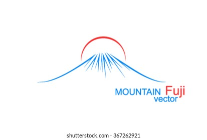  Vector mountain outlines logo. Sunset. Volcano. Fuji.  