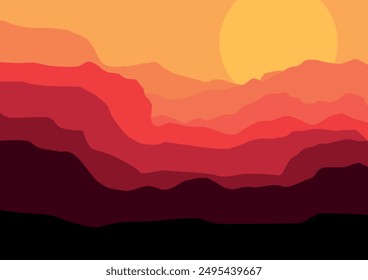vector mountain panorama illustration design.