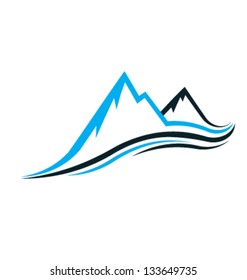 Vector Mountain peaks swoosh