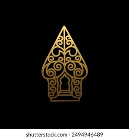 Vector mountain of puppets in gold color on black background