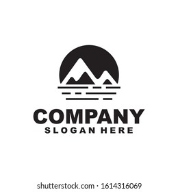 vector Mountain ridge with many peaks and the forest at the foot - stock vector,Mountains silhouettes. Mountains vector, Mountains vector of outdoor design elements, Mountain scenery, trees