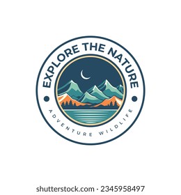 vector mountain river and outdoor adventure logos.	