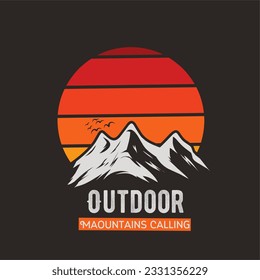 vector of mountain scenery in sunset perfect for t-shirt design etc