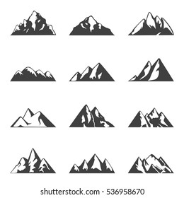 Vector Mountains Icons Isolated On White Stock Vector (Royalty Free ...