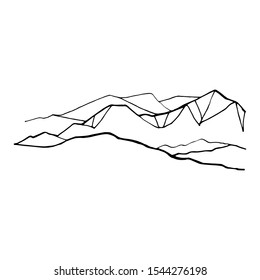 Vector mountain sketch logo. Hand drawn illustration isolated on white background