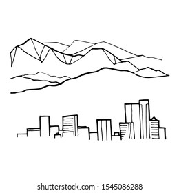 Vector mountain sketch logo. Hand drawn illustration isolated on white background