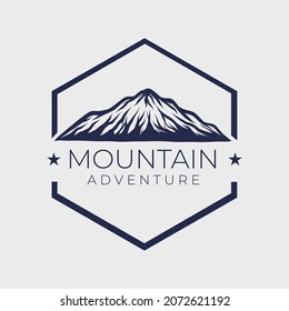 Vector mountain, star and outdoor adventure logo. Emblem Vintage logo