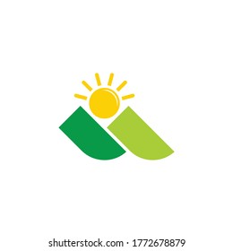 vector of mountain and sun geometric colorful design vector fit for your healthy product logo