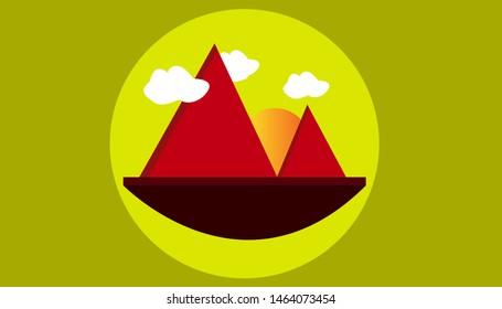 Vector mountain and sunset with a background color