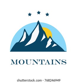 Vector mountain with texture. Sketch illustration with quote. 