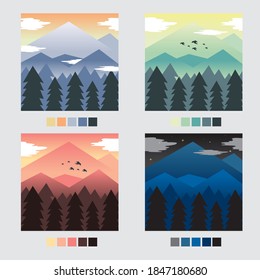 vector mountain time period morning day 
Evening night 