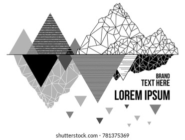 Vector mountain T-shirt design with triangle and line geometric style 