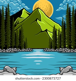 vector mountain view illustration design