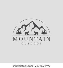 vector mountain vintage logo minimalist illustration graphic design icon template