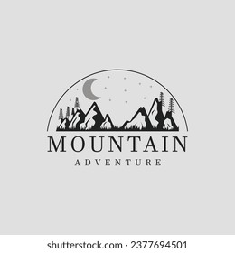 vector mountain vintage logo minimalist illustration graphic design icon template