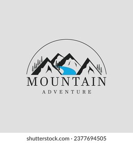 vector mountain vintage logo minimalist illustration graphic design icon template