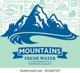 Vector mountain water illustration