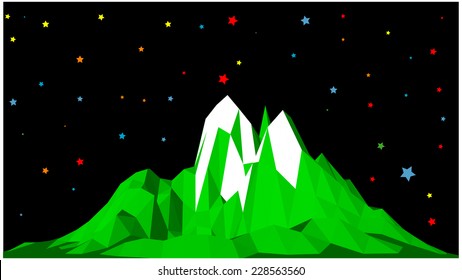 A vector mountains against starry sky