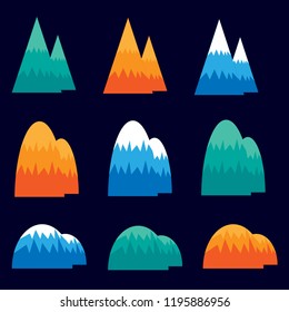 Vector mountains all season illustrations. Can be used to illustrate any nature or healthy lifestyle topic.