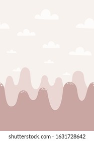 vector mountains background. Seamless wallpaper. Beige.Landscape