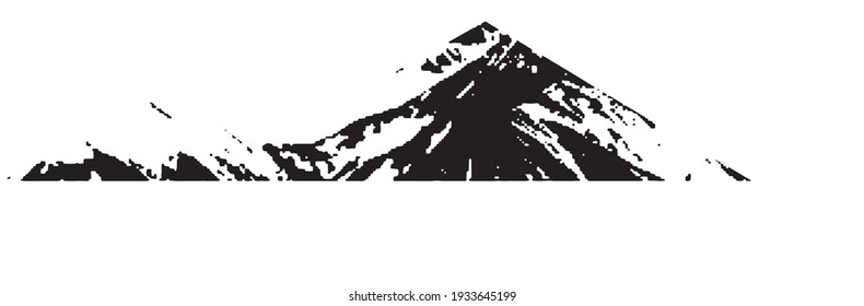 vector of mountains black on a white background. Silhouette of beautiful mountains, they can be used for traveling postcards and banners.Wild nature view in sketch style.