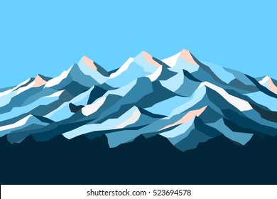 vector mountains blue landscape polygonal outline illustration