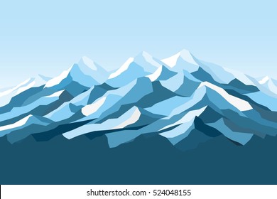 vector mountains blue landscape polygonal outline illustration