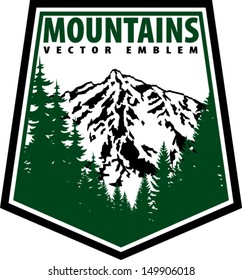 Vector mountains emblem on shield