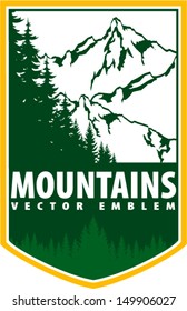 Vector mountains emblem on shield