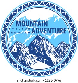 Vector mountains emblem on shield