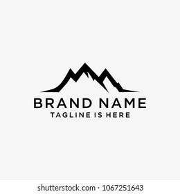Vector mountains emblem. Outdoor activity symbol.