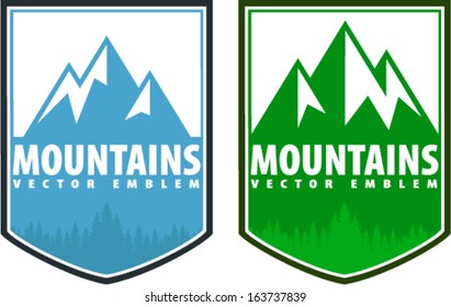 Vector mountains emblems on shield