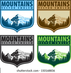 Vector mountains emblems on shields