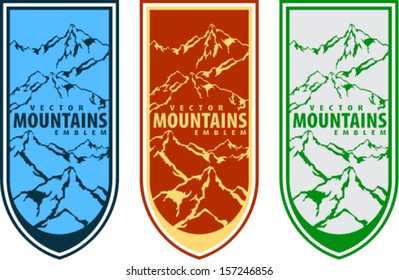 Vector mountains emblems on shields 