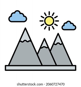Diseño de iconos de contorno de las montañas vectoriales
