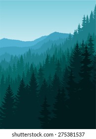 vector  mountains forest background