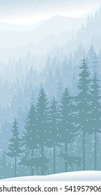 vector mountains forest background with deers