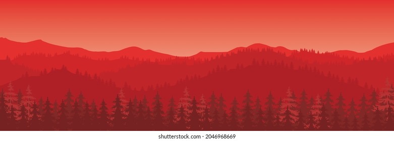 Vector mountains and forest landscape eps10.