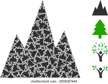 Vector mountains fractal is formed of randomized recursive mountains items. Recursive collage of mountains.