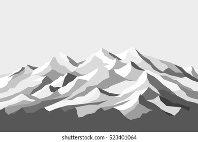 vector mountains grayscale landscape polygonal outline illustration