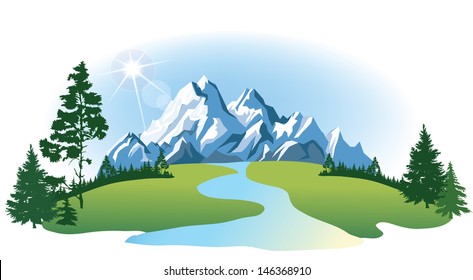 Mountain River Drawing Hd Stock Images Shutterstock